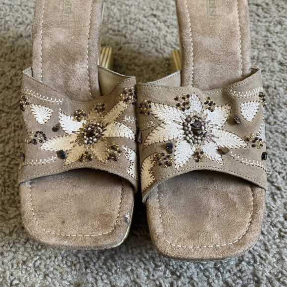 Vintage Splash Wood Cutout Wooden Platform Sandals Size 9 - Picture 9 of 11